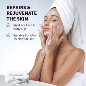 VALITIC soap being applied to face to help reduce blackheads