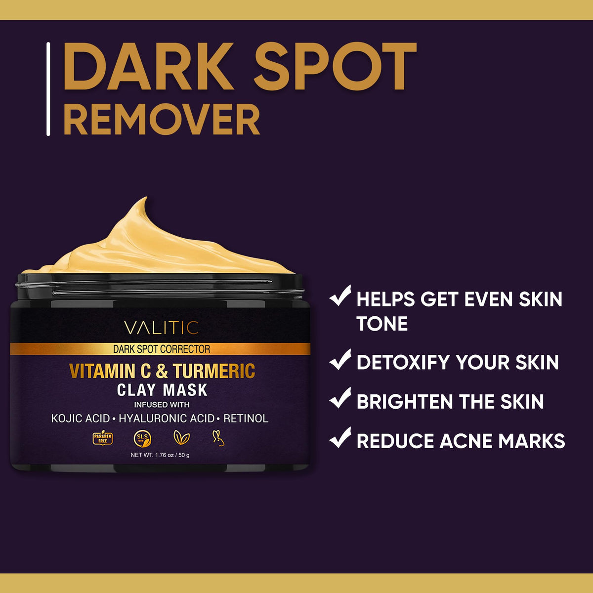 VALITIC close-up texture of turmeric-yellow clay showing smooth creamy consistency and spreadability