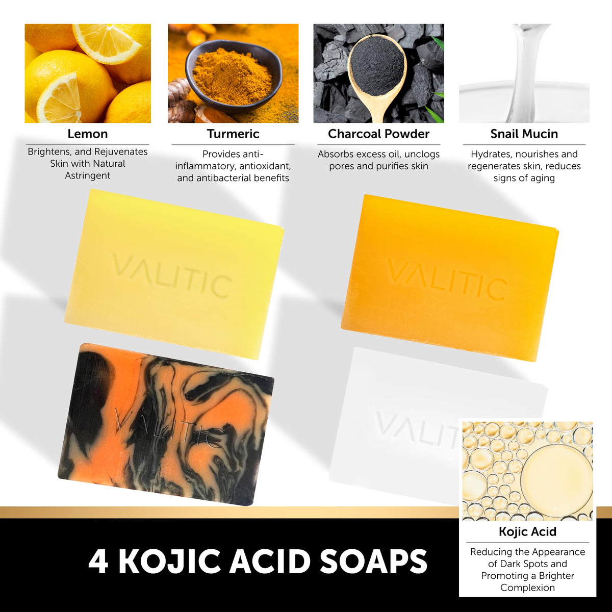 VALITIC turmeric soap close-up texture highlighting brightening ingredient