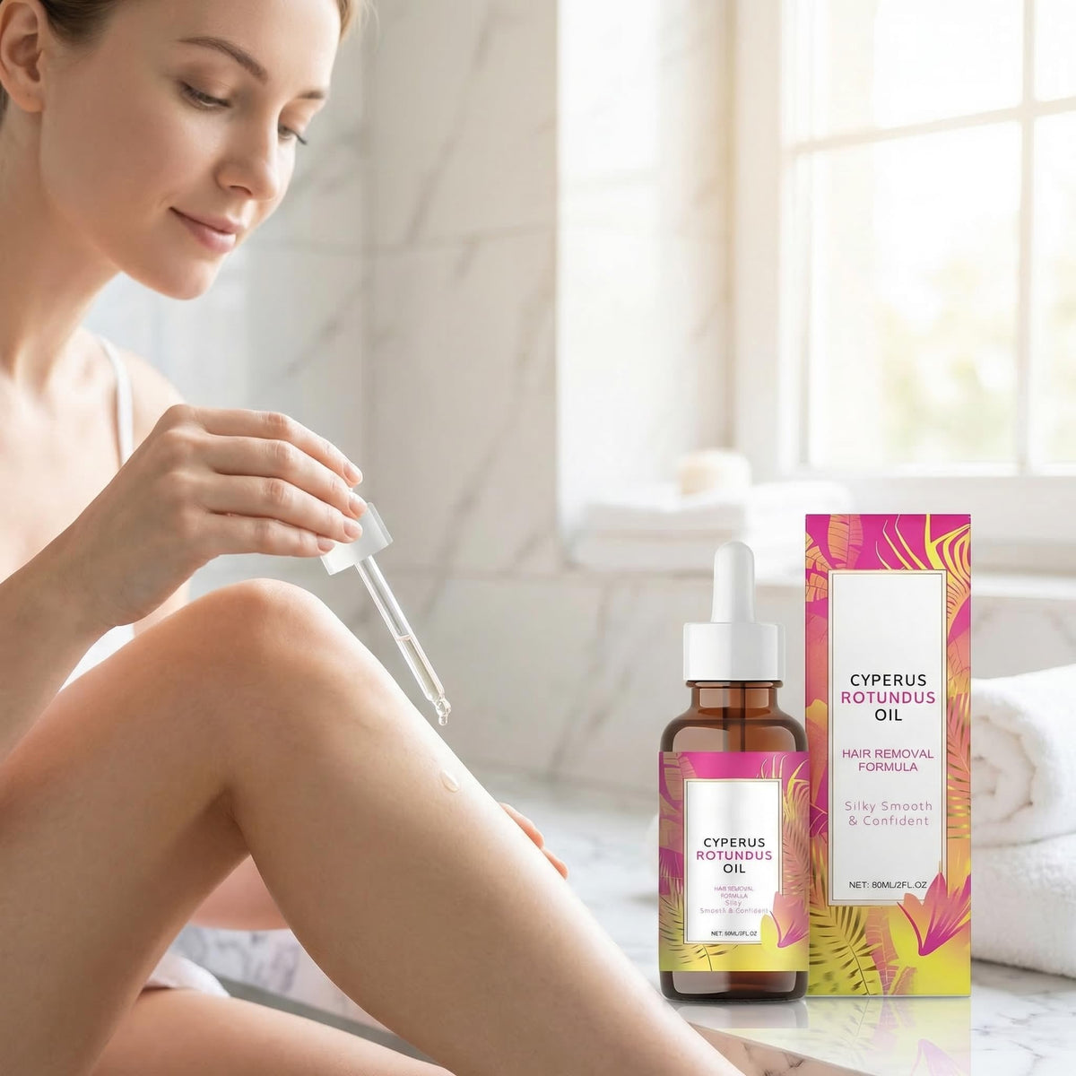 VANCON bottle on bathroom shelf suggests daily routine and subtle elegance