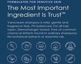 Vanicream bottle label close-up showing ingredient-free claims