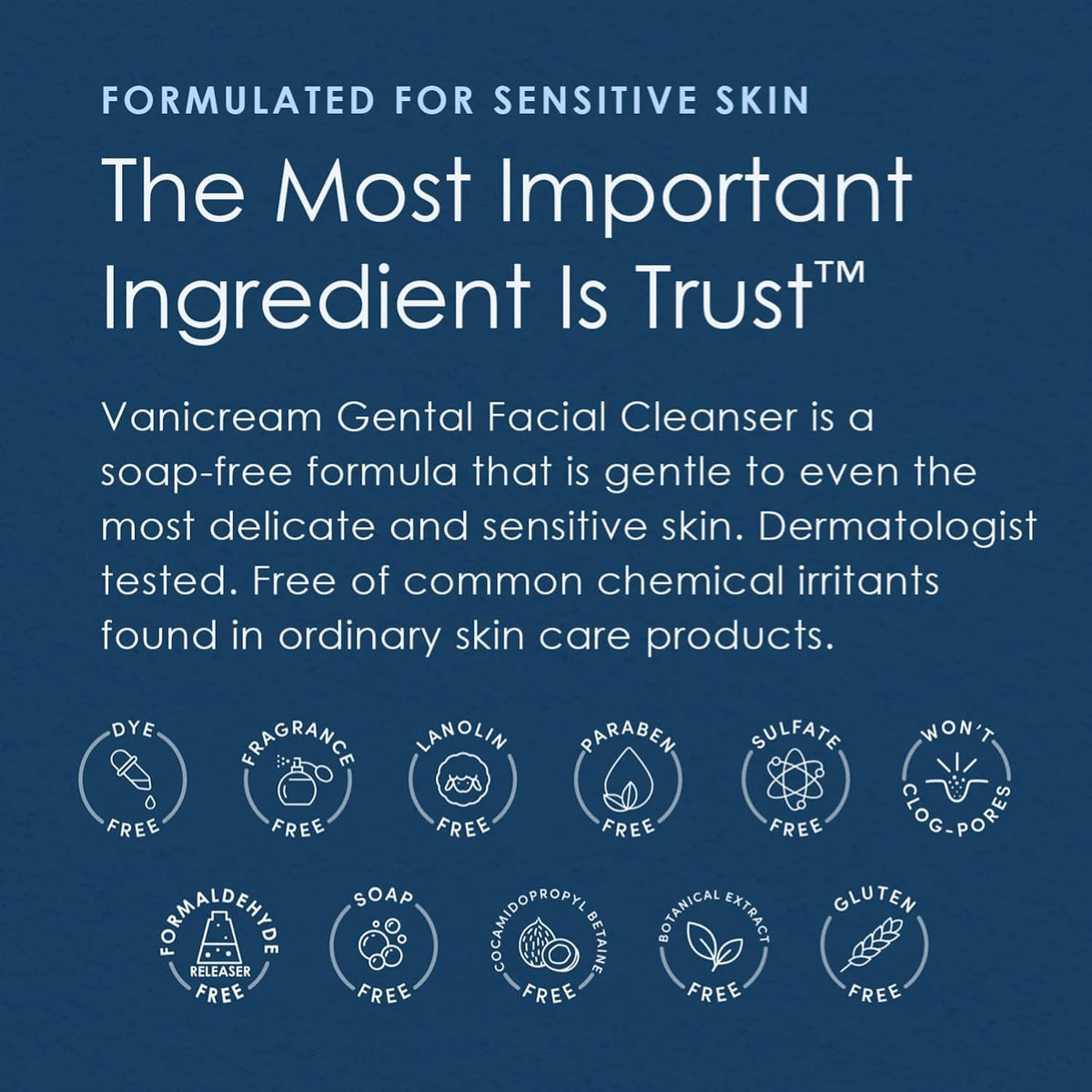 Vanicream bottle label detail highlighting ingredient simplicity and safety