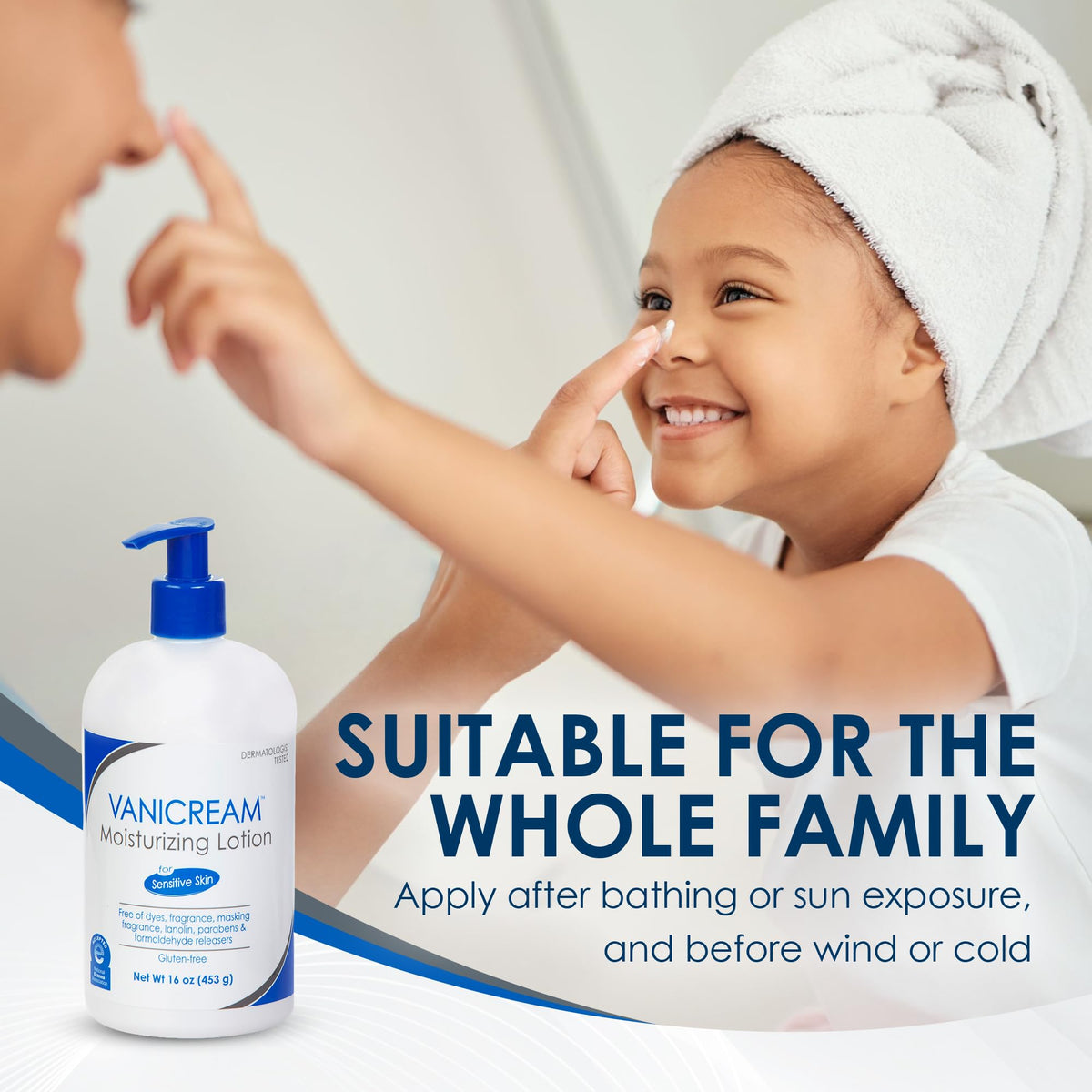 Vanicream bottle label close-up showing ingredient-free formulation