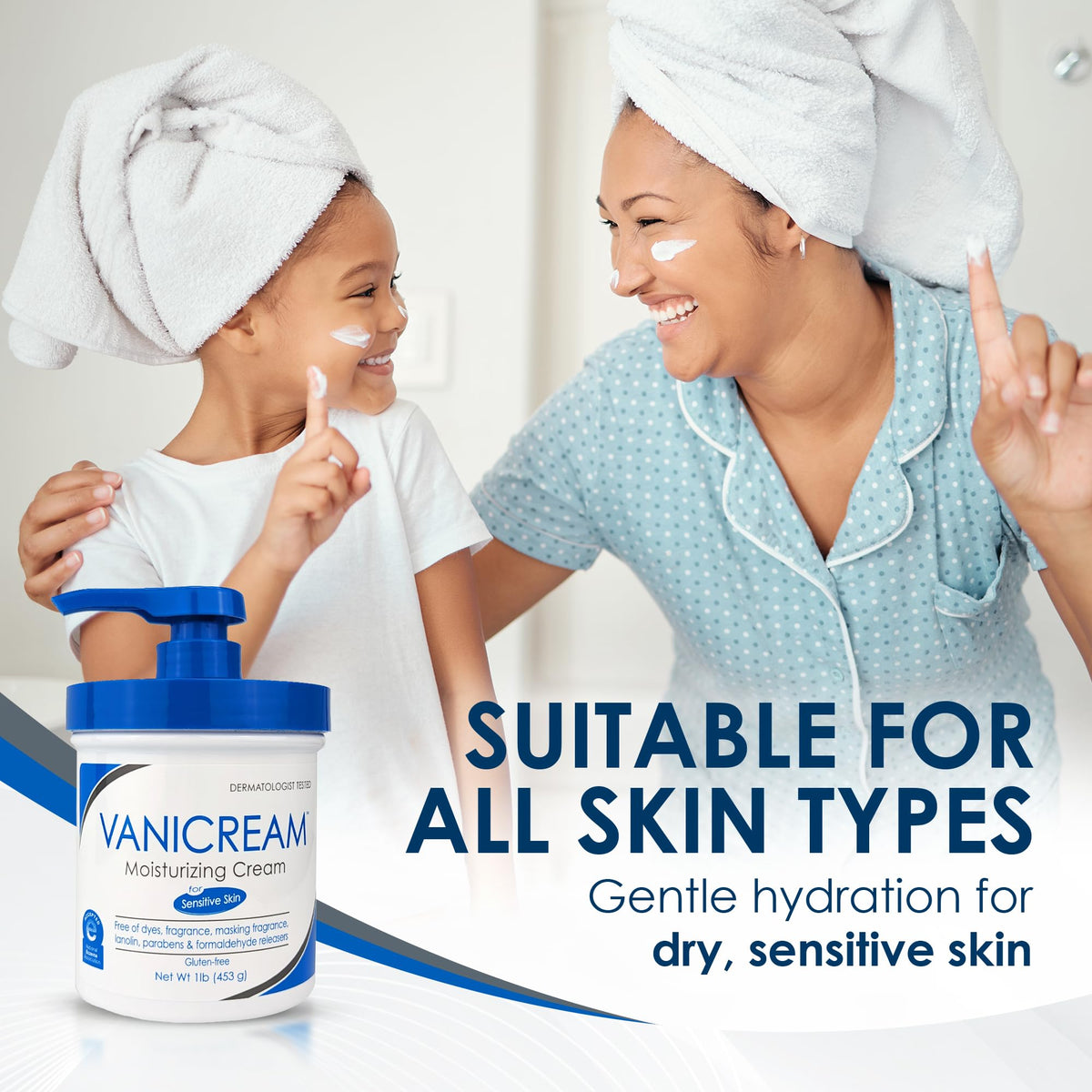 Vanicream in a child-safe setting illustrating family-friendly, gentle hydration