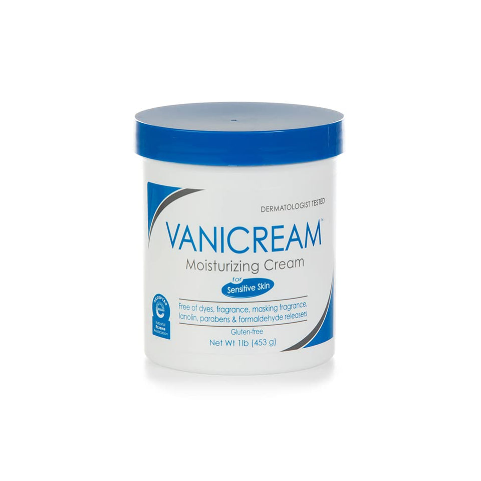 Vanicream 1 lb jar front view showing label and size benefit