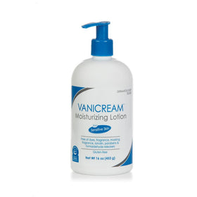 Vanicream front pump bottle showing packaging and 16 oz size benefits