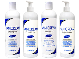 Vanicream front view of shampoo and conditioner set showing gentle formula benefits