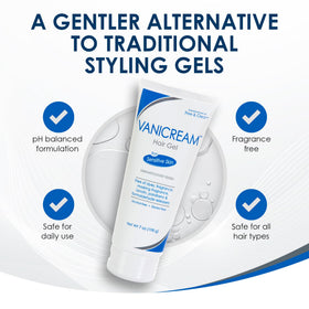 Hand applying Vanicream gel to hair delivering precise control and comfort