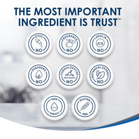 Vanicream ingredient panel label highlighting free-and-clear benefits