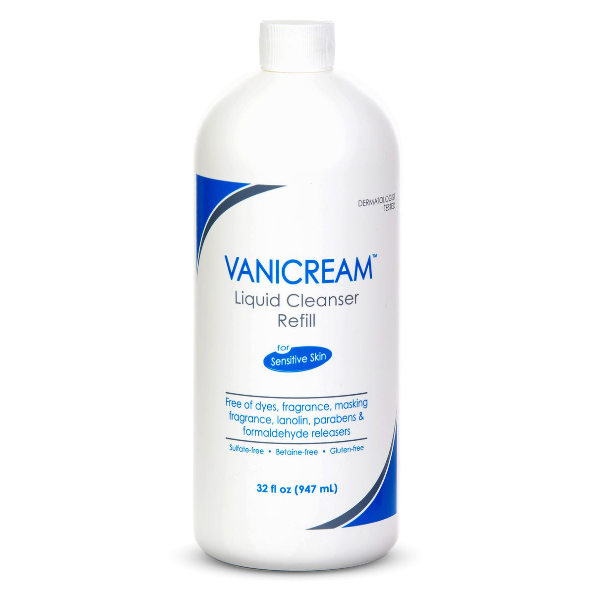 Vanicream refill front packaging showing 32 fl oz bottle and branding, ideal for gentle cleansing