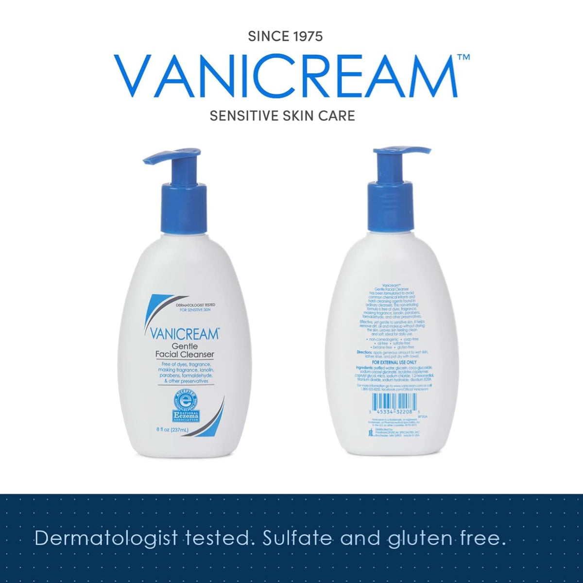 Vanicream pump dispense closeup demonstrating easy controlled application