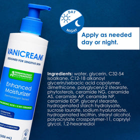 Vanicream 12 fl oz bottle beside common items for size comparison and portability