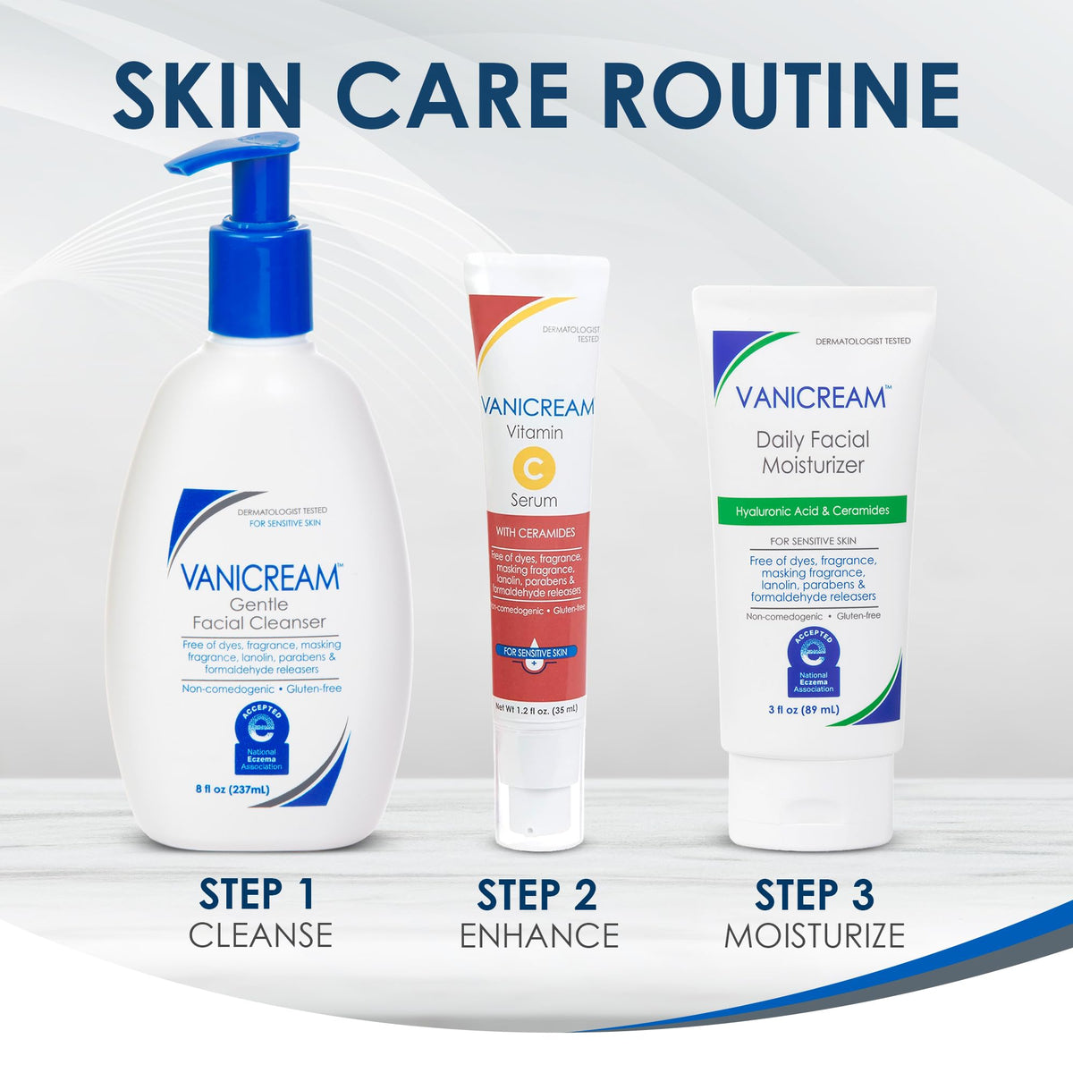 vanicream texture spread on glass showing smooth finish, vanicream fast-absorbing formula