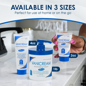 Vanicream 1 lb tub beside smaller products showing value and supply comparison