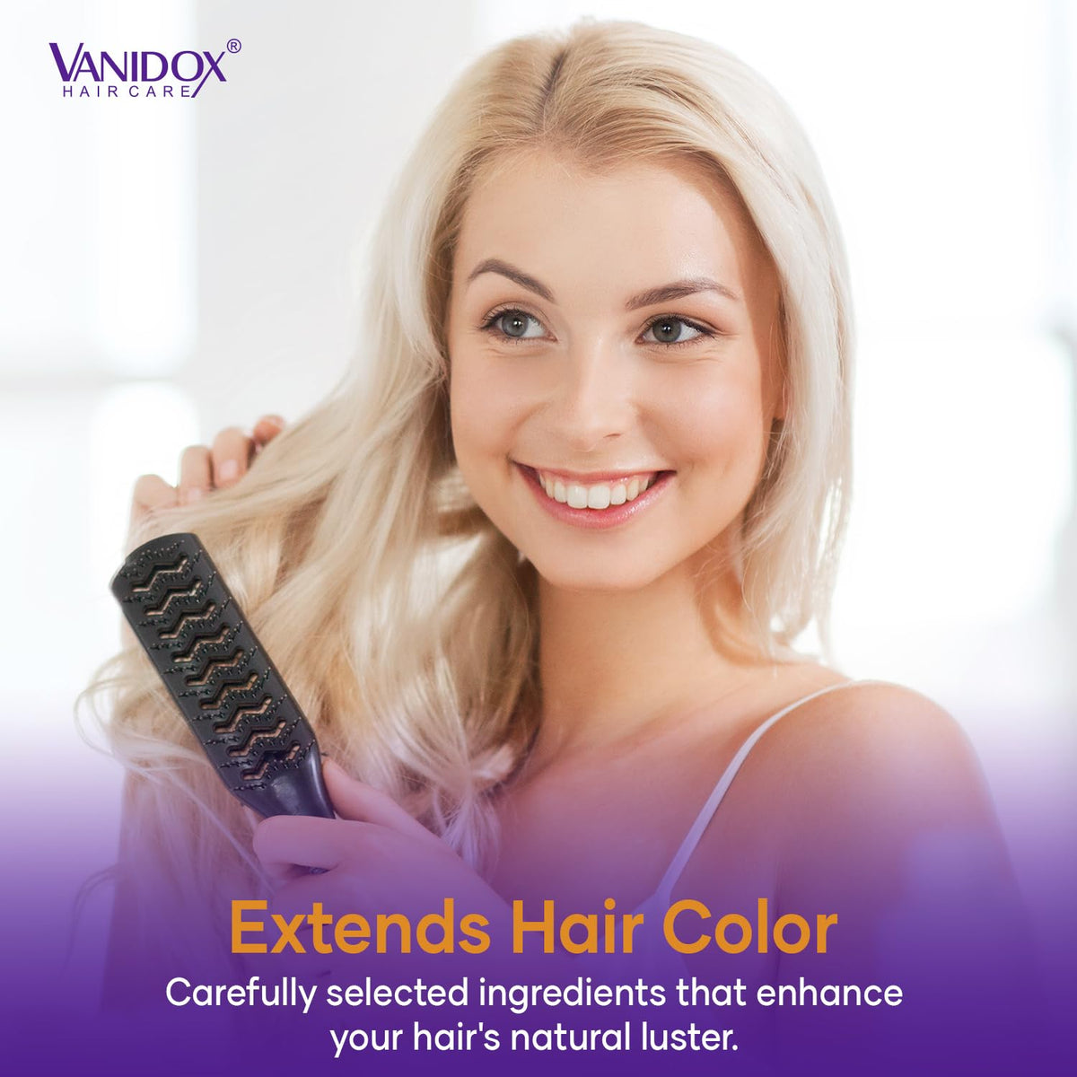 VANIDOX before and after toning blonde hair showing reduced brassiness