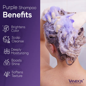 VANIDOX purple foam texture being poured, shows toning strength benefit