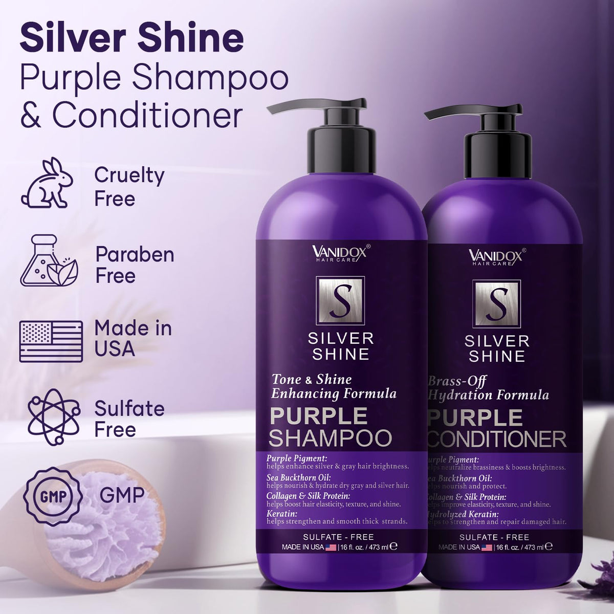 VANIDOX shampoo lather and texture demonstrating gentle sulfate-free cleansing