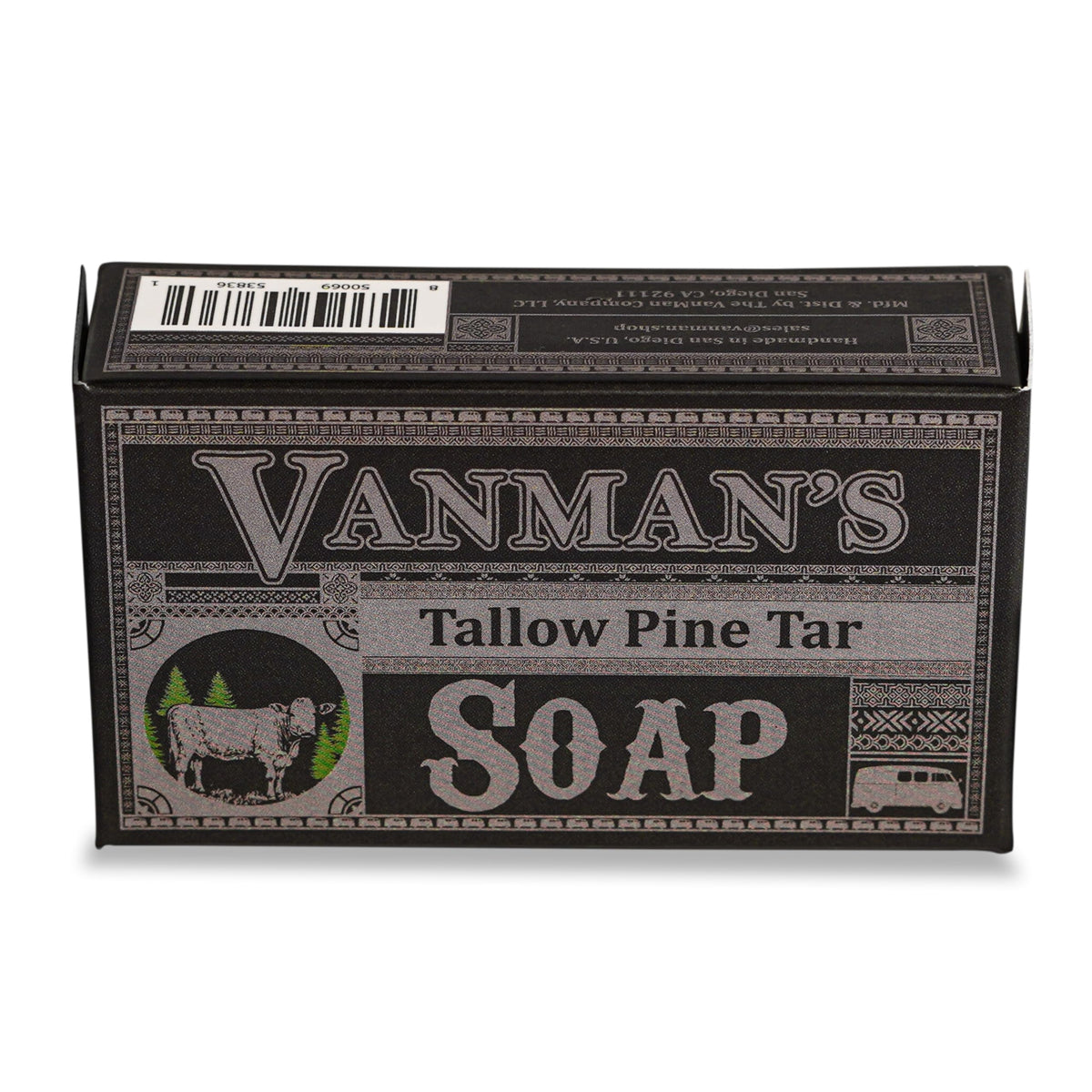 VanMan front packaging showing bar and label, highlights natural ingredients and quality