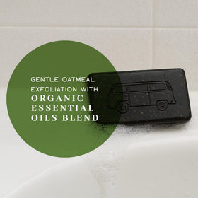 VanMan bar in hand lathering at sink, shows easy daily use and conditioning feel