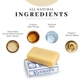 VanMan soap bar side profile revealing dense texture and long-lasting benefit