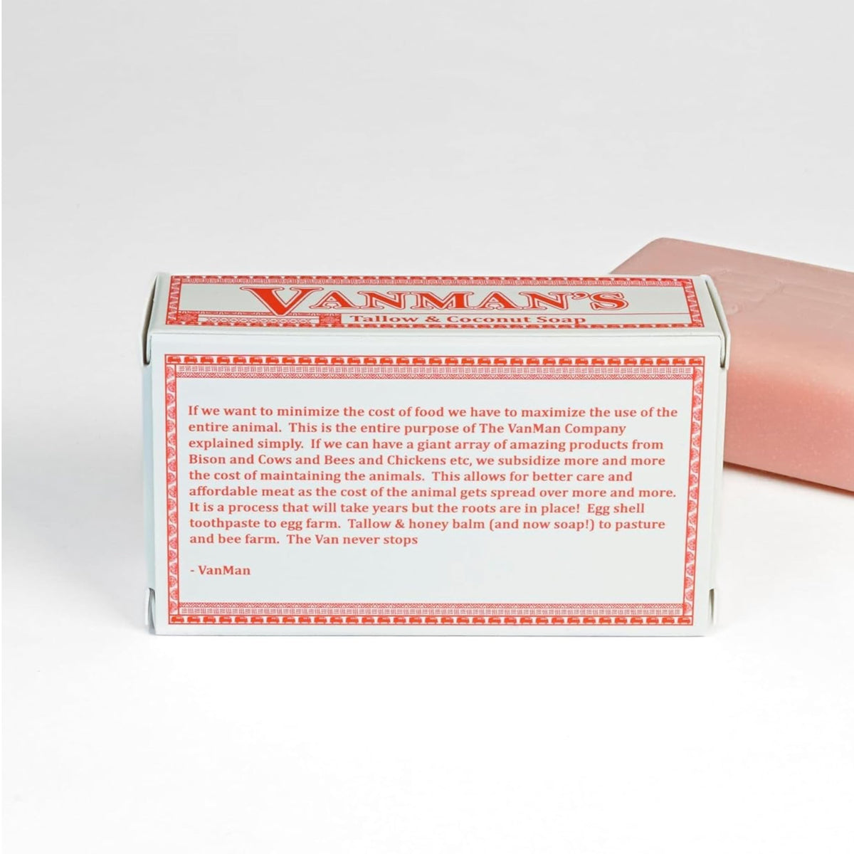 VanMan soap slice in hand showing compact 3.8oz size and portability benefit