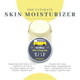 Applying VanMan balm to face in morning routine for lightweight hydration benefit