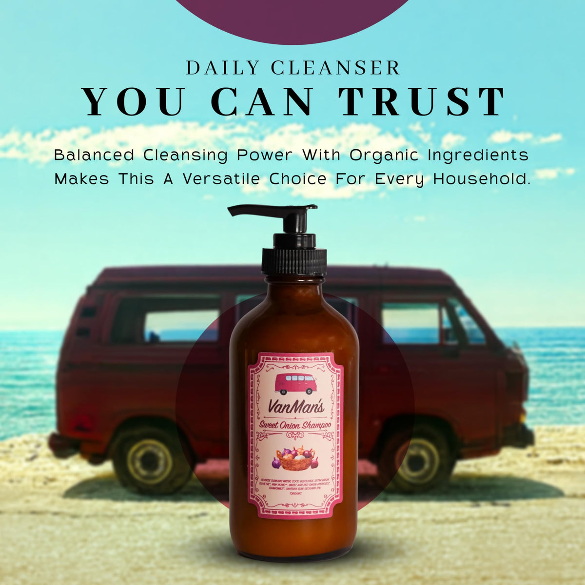 VanMan shampoo applied to wet hair illustrating easy application and rinse