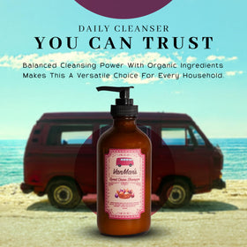VanMan shampoo applied to wet hair illustrating easy application and rinse
