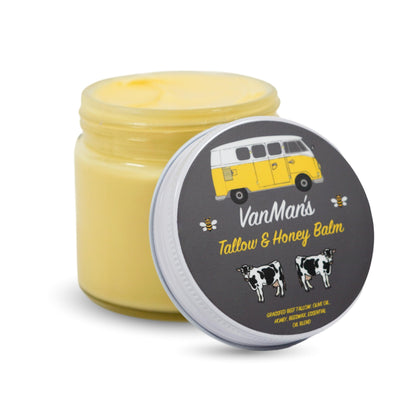 Vanman's tub front view showing product and brand, highlights generous size