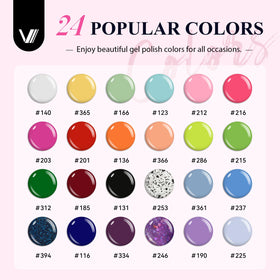 VANREESA 24 gel polish bottles displayed to show color range and finish options