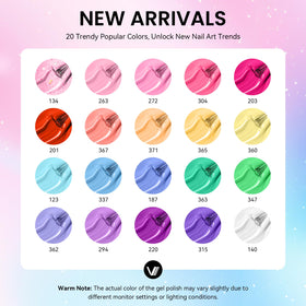 VANREESA color array flatlay displaying 20 summer shades for endless manicure combinations