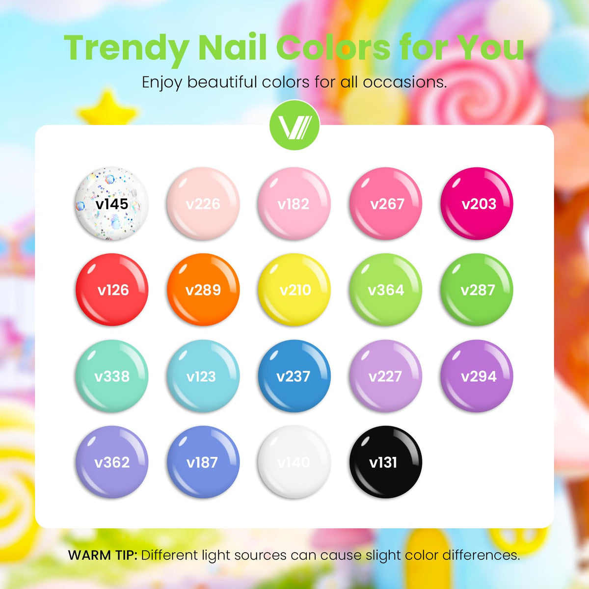 VANREESA color row swatches displaying 19 trendy shades for inspiration