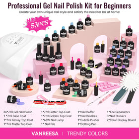 VANREESA color swatch boards with painted samples to preview shades