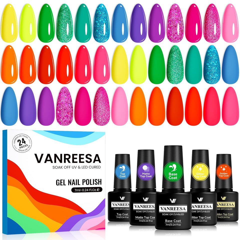 VANREESA front packaging showing full neon gel kit and gift-ready box