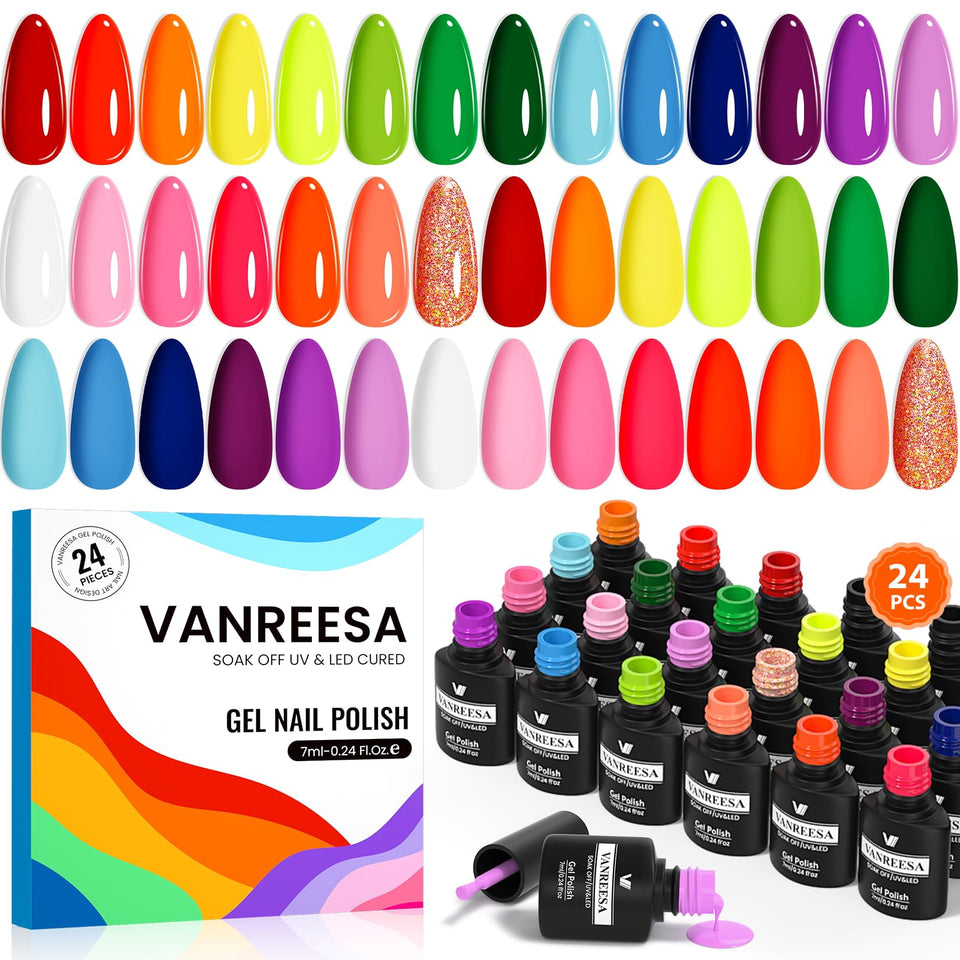 VANREESA front packaging showing full neon gel kit and contents benefit convenience