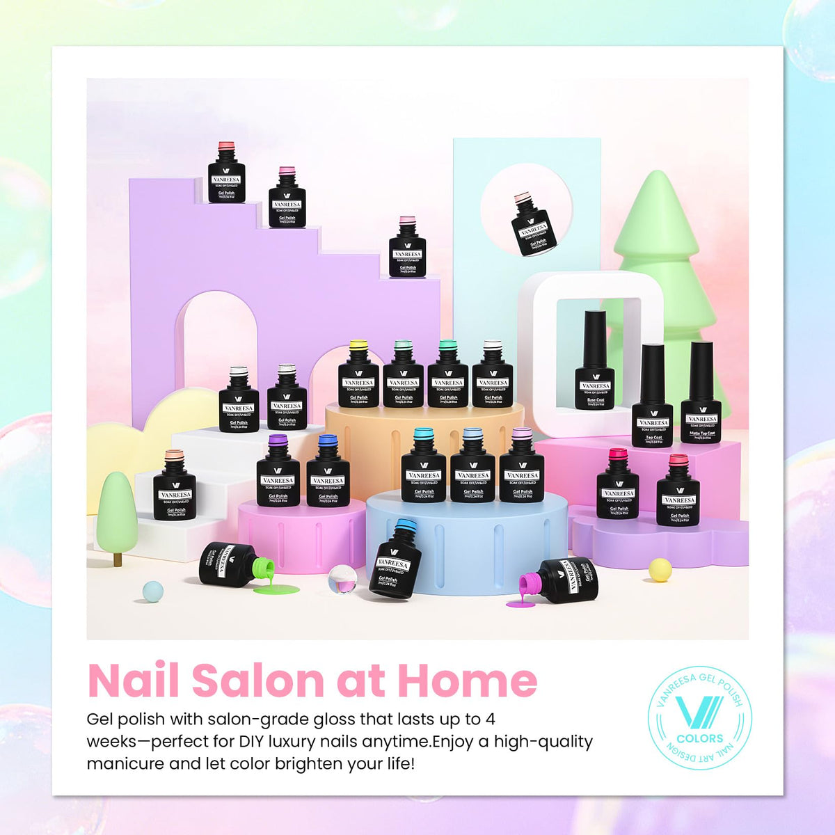 VANREESA in-use home manicure with lamp demonstrating easy at-home results benefit