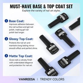 VANREESA matte top coat comparison showing subtle non-reflective look