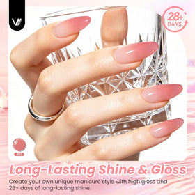 VANREESA on a natural nail showing soft milky translucent manicure benefit