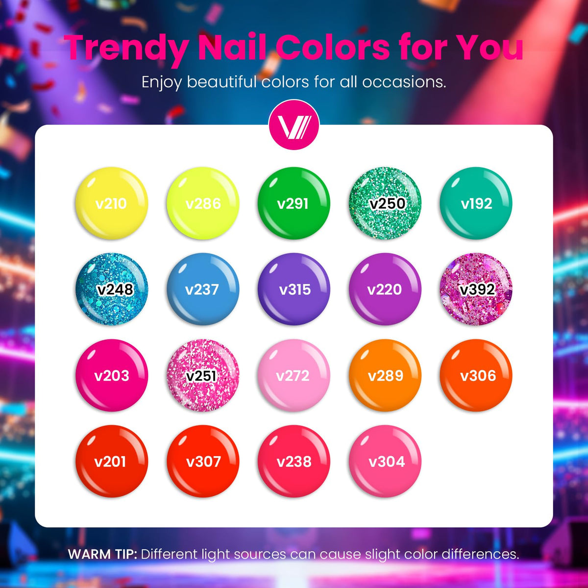 VANREESA kit opened with 19 bright gel polish bottles displayed neatly