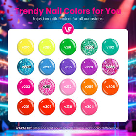 VANREESA kit opened with 19 bright gel polish bottles displayed neatly
