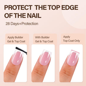 Vansiho detail of French tip edge with glossy topcoat for long-lasting shine