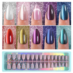 Vansiho front packaging displaying 300-piece cat eye press-on nails and glossy finish