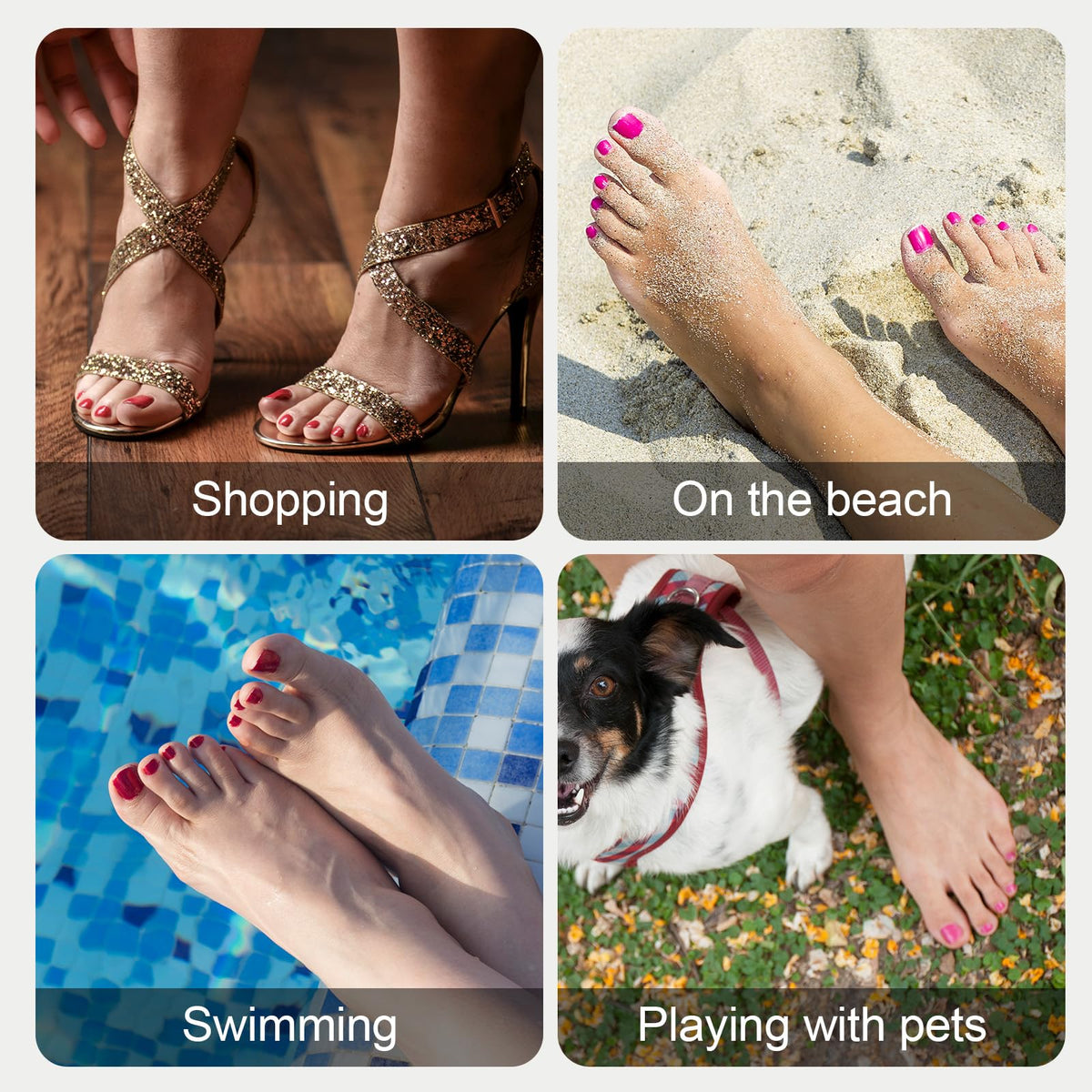Vansiho lifestyle photo with sandals showing polished French toes ready for summer
