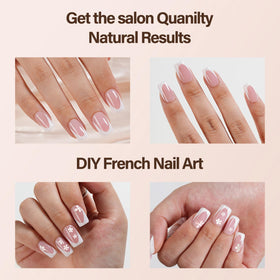 Vansiho applying a press-on tip demonstrating fast at-home manicure benefit