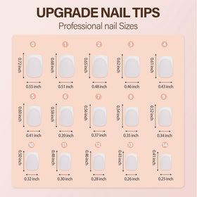 Vansiho nails beside ruler showing short square size and scale