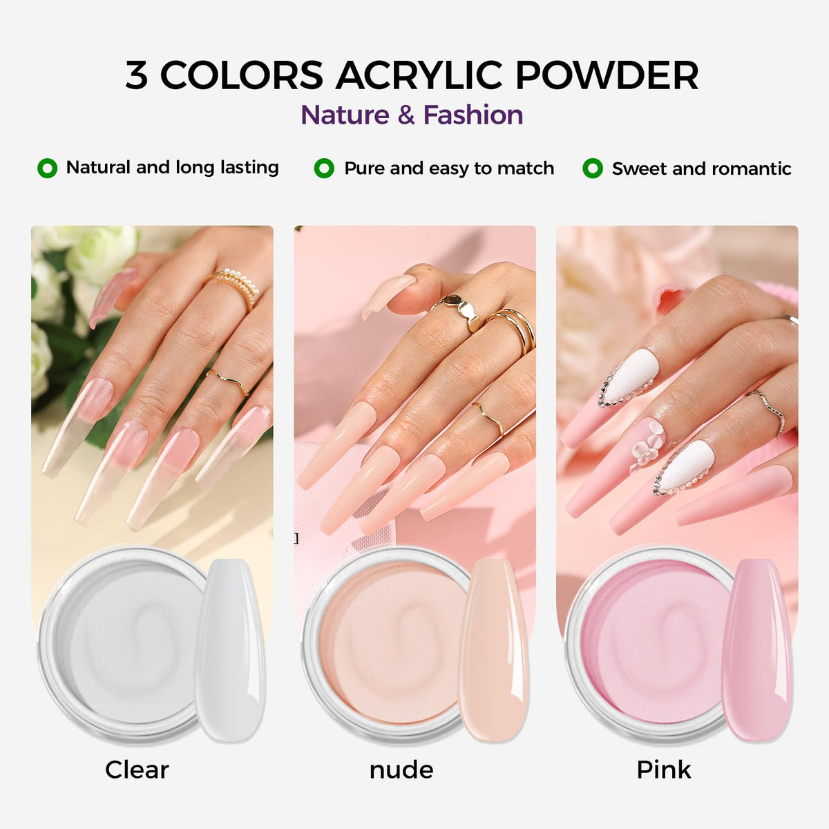 VANSISOS selection of acrylic nail tips for size and shape customization