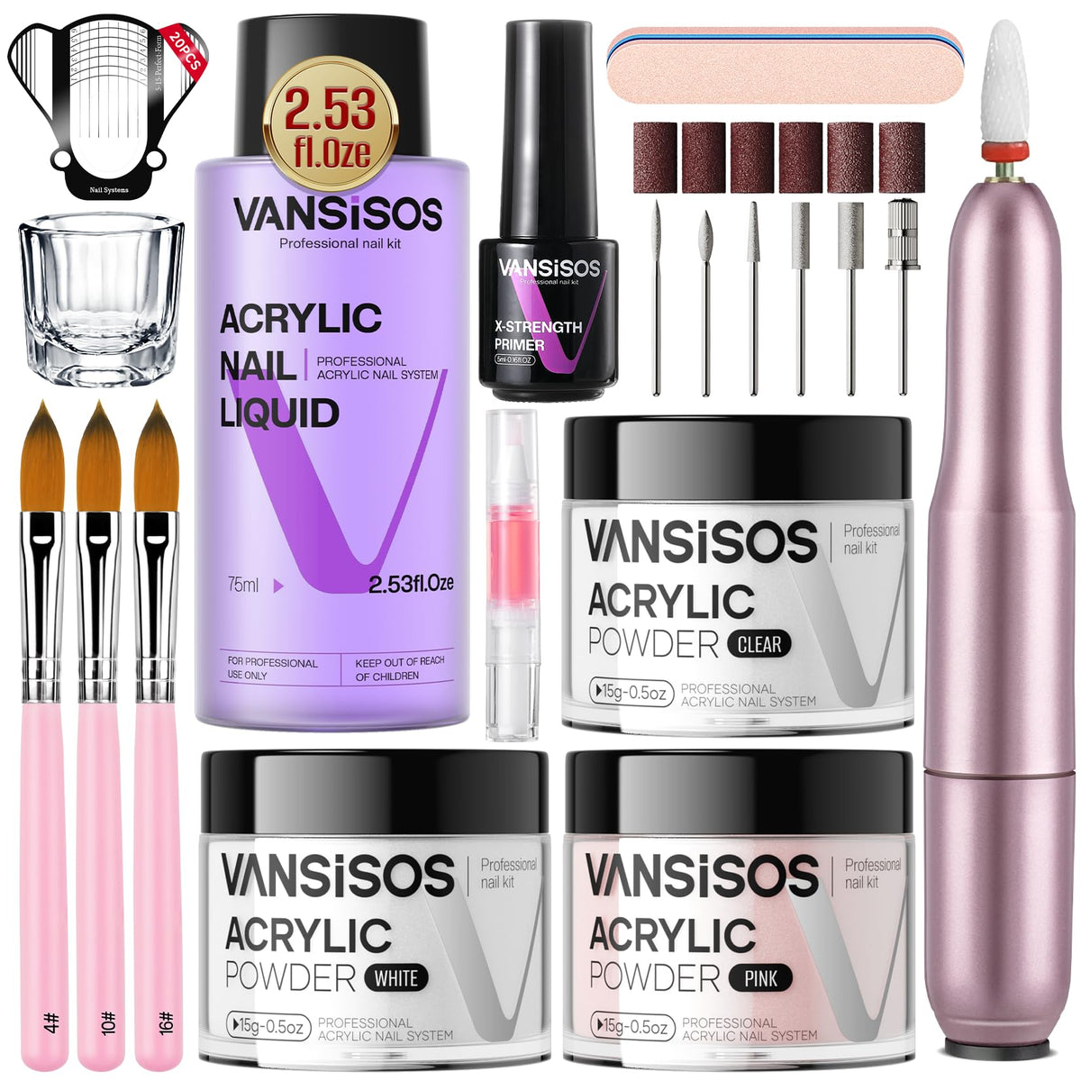VANSISOS front packaging showing full kit for easy at-home nail creation