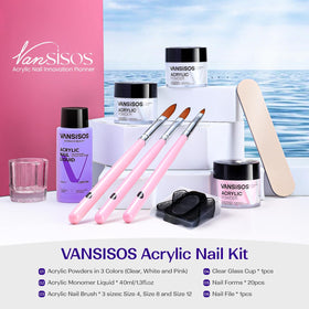 VANSISOS close-up of clear white pink powders showing smooth texture and color payoff