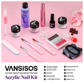 VANSISOS acrylic powder pots close-up displaying smooth fine texture benefit