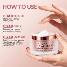 Varisea moisturizer on bathroom shelf in routine setting promoting daily use